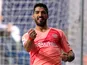 Luis Suarez celebrates scoring for Barcelona against Espanyol on December 8, 2018.