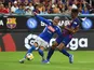 Napoli's Jose Callejon in action with Barcelona's Junior Firpo in a pre-season match on August 7, 2019