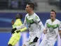 Wolfsburg's Julian Draxler reacts after scoring against Gent on February 17, 2016