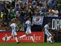 Oscar Rodriguez celebrates scoring for Leganes in their match against Barcelona on September 26, 2018