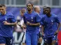 France's Bradley Barcola with Lucas Digne and Ousmane Dembele on June 22, 2026