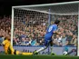 Chelsea's Juan Mata scores the first goal of the Premier League encounter with Everton on May 19, 2013
