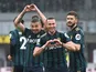Leeds United's Jack Harrison celebrates scoring their second goal against Burnley in the Premier League on May 15, 2021
