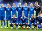 The Iceland team lines up prior to their international friendly with Norway in June 2018