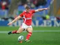 Wales' Dan Biggar scores during his side's Six Nations match against Italy on February 23, 2013