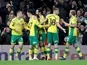 Norwich players celebrate during their win over Birmingham City on January 18, 2019