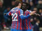 Crystal Palace's Ismaila Sarr and Jorgen Strand Larsen celebrate on May 10, 2026