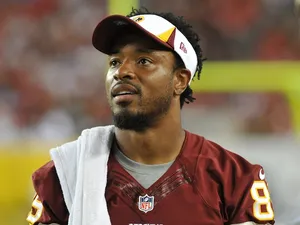 WR Santana Moss of the Washington Redskins looks on against Tampa Bay on August 29, 2013