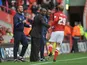 Rob Hulse celebrates with Chris Powell after scoring Charlton's first