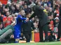 Jose Mourinho shakes Wayne Rooney's hand during the Premier League game between Manchester United and Everton on September 17, 2017
