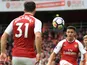 Alexis Sanchez plays to Arsenal teammate Sead Kolasinac on October 1, 2017