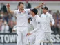 England's bowler James Anderson celebrates taking wicket of Australia's Chris Roders during day one of the first Ashes test on July 10, 2013