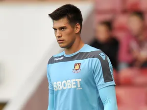 West Ham's Raphael Spiegel during a warm up on October 6, 2012