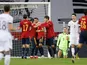 Ferran Torres celebrates scoring for Spain against Germany in the Nations League on November 17, 2020