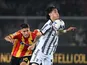 Juventus' Matias Soule in action with Lecce's Joan Gonzalez  on October 29, 2022
