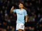 Manchester City striker Gabriel Jesus celebrates completing his hat-trick in the EFL Cup semi-final with Burton Albion on January 9, 2019