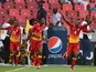 Ghana players celebrates after scoring against Niger on January 28, 2013
