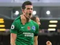 Lewis Dunk celebrates scoring for Brighton & Hove Albion on November 3, 2018