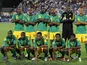 Jamaica line up for a match with El Salvador on July 10, 2009