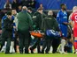 Chelsea defender Trevoh Chalobah is stretchered off against Paris Saint-Germain on March 17.