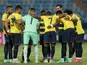 Ecuador team huddle before the match on June 23, 2021