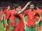 Morocco's Brahim Diaz celebrates with his teammates