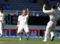 New Zealand's Neil Wagner celebrates the wicket of India's Zaheer Khan during day four of the international cricket Test match between New Zealand and India played at Eden Park in Auckland on February 9, 2014