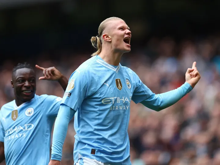 Haaland nets brace to fire Man City past dogged Everton
