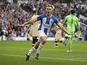Brighton & Hove Albion's Leandro Trossard celebrates scoring against Chelsea on October 29, 2022