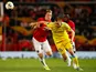 Manchester United's Phil Jones in action with Astana's Roman Murtazayev in the Europa League on September 19, 2019