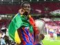 Crystal Palace's Ismaila Sarr celebrates winning the Conference League on May 27, 2026