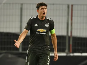 Manchester United captain Harry Maguire pictured during the Europa League semi-final against Sevilla on August 16, 2020