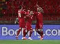 Serbia's Aleksandar Mitrovic celebrates scoring against the Republic of Ireland on March 24, 2021