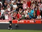 Brentford's Sergi Canos celebrates scoring their second goal against Leeds United on April 22, 2019