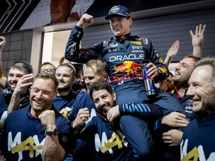 Four in a row: Verstappen crowned world champion as Russell wins in Las Vegas