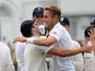 England's Stuart Broad celebrates taking his fifth wicket on August 6, 2015