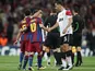 Barcelona's Lionel Messi shakes hands with Manchester United's Rio Ferdinand after winning the Champions League final