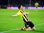 Borussia Dortmund's Robert Lewandowski celebrates scoring against Malaga on April 9, 2013