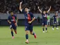 Paris Saint-Germain's (PSG) Vitinha celebrates scoring their first goal on August 1, 2023