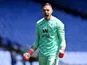 Crystal Palace's Jack Butland celebrates after Tyrick Mitchell scores their third goal on May 16, 2021