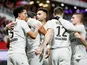 PSG players celebrate scoring against Dijon on March 12, 2019