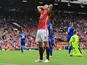Zlatan Ibrahimovic rues a missed chance during the game between Manchester United and Leicester City on September 24, 2016
