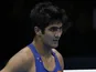 Indian boxer Vijender Singh reacts to losing a bout at the London Olympics on August 6, 2012