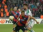 Philipp Prosenik of SK Rapid Wien (R) and Patrik Hrosovsky of FC Viktoria Plzen vie for the ball during the UEFA Europa League football match FC Viktoria Plzen vs SK Rapid Wien in Plzen, on November 5, 2015.