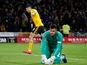 Raul Jimenez celebrates after opening the scoring for Wolverhampton Wanderers against Manchester United on March 16, 2019