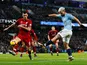 Sergio Aguero scores the opener during the Premier League game between Manchester City and Liverpool on January 3, 2019