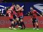 Osasuna's David Garcia celebrates scoring their first goal with teammates on November 8, 2022