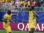 Derrick Luckassen of Ghana celebrates a goal with teammates during the FIFA World Cup