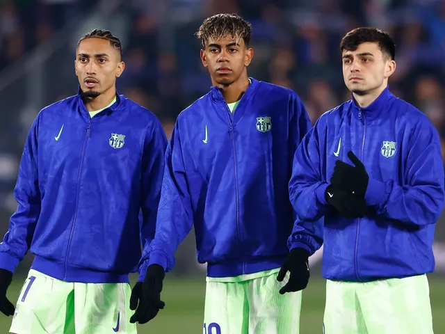 Barcelona trio Raphinha, Lamine Yamal and Pedri on January 18, 2025