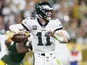 Philadelphia Eagles quarterback Carson Wentz (11) throws a pass during the third quarter against the Green Bay Packers at Lambeau Field on September 26, 2019